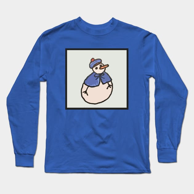 Caped Snowman Long Sleeve T-Shirt by ErinBrieArt